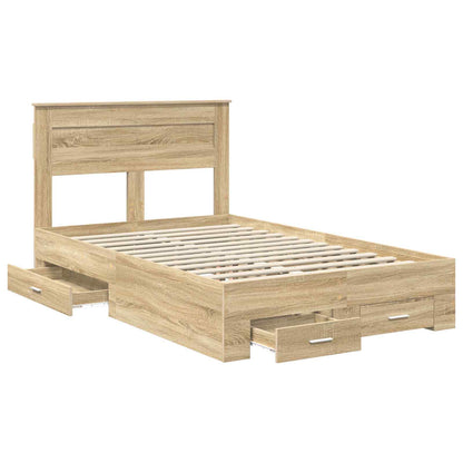 Bed Frame with Drawer Sonoma Oak 135 x 190 cm Engineered Wood