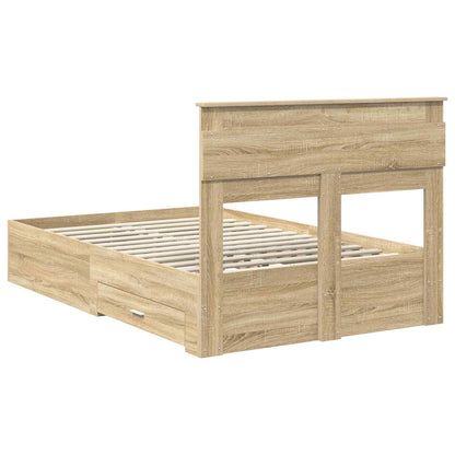 Bed Frame with Drawer Sonoma Oak 135 x 190 cm Engineered Wood