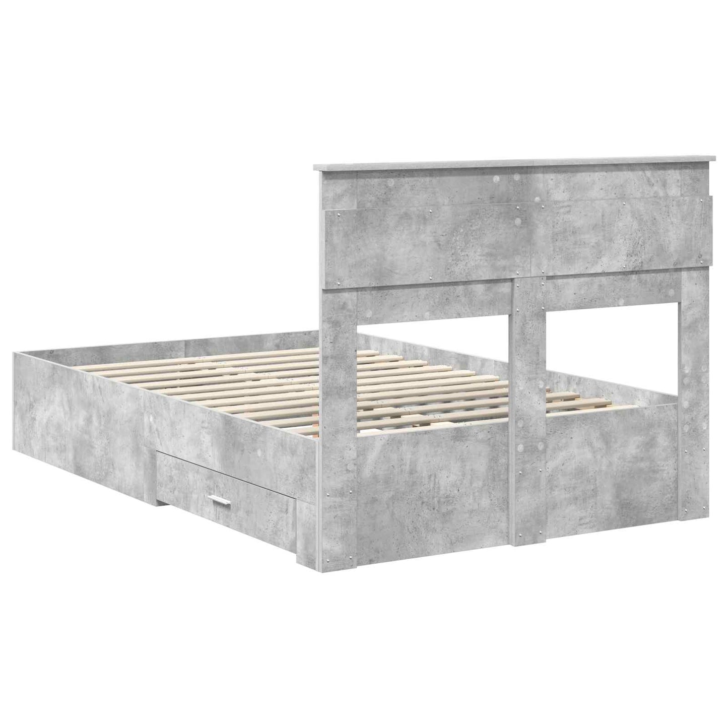 Bed Frame Concrete Grey 135 x 190 cm Engineered Wood