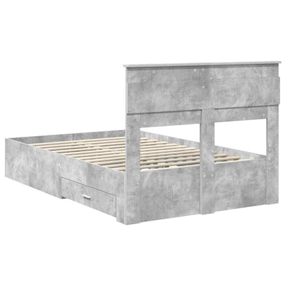 Bed Frame Concrete Grey 135 x 190 cm Engineered Wood