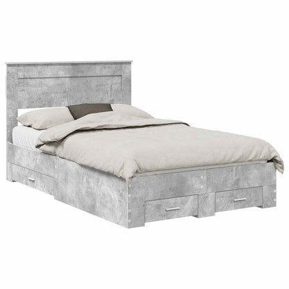 Bed Frame Concrete Grey 120 x 190 cm Engineered Wood