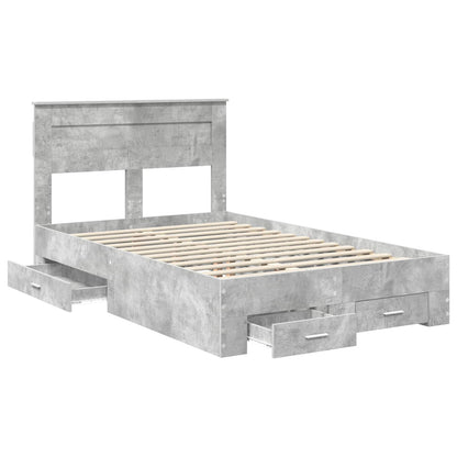 Bed Frame Concrete Grey 120 x 190 cm Engineered Wood