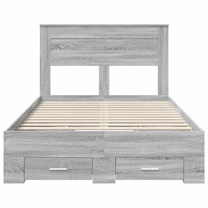 Bed Frame with Drawer Grey Sonoma 120 x 190 cm Engineered Wood