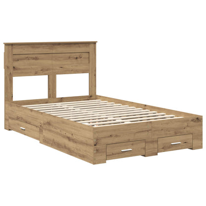 Bed Frame with Drawer Artisan Oak 120 x 190 cm Engineered Wood