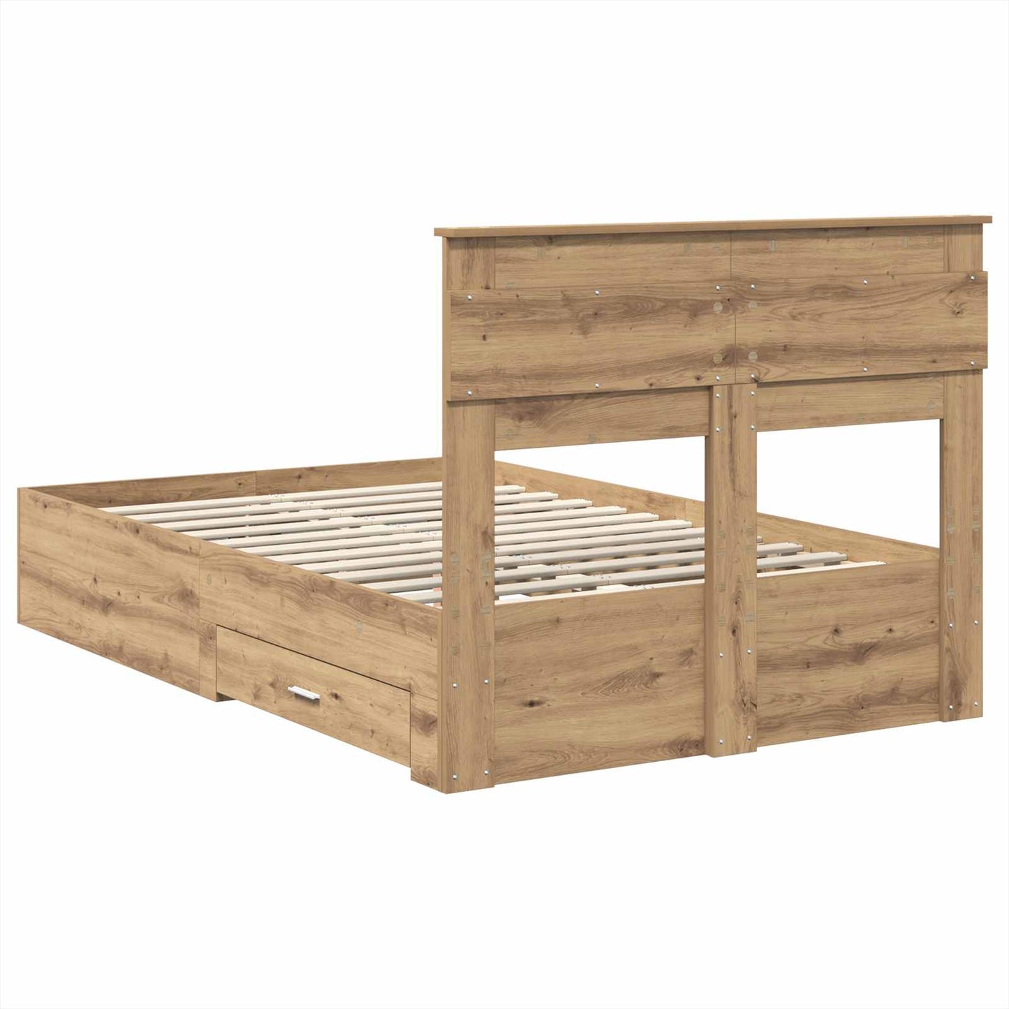 Bed Frame with Drawer Artisan Oak 120 x 190 cm Engineered Wood