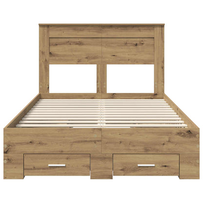Bed Frame with Drawer Artisan Oak 120 x 190 cm Engineered Wood