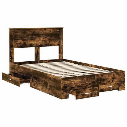 Bed Frame with Drawer Smoked Oak 120 x 200 cm Engineered Wood