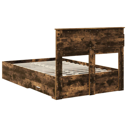 Bed Frame with Drawer Smoked Oak 120 x 200 cm Engineered Wood