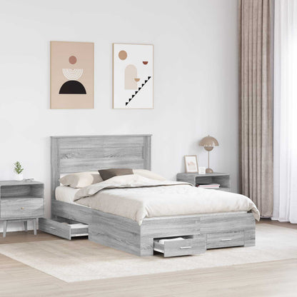 Bed Frame with Drawer Grey Sonoma 120 x 200 cm Engineered Wood