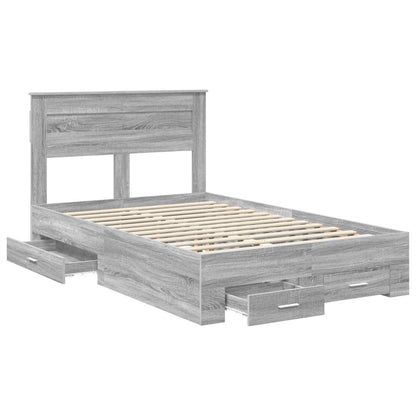Bed Frame with Drawer Grey Sonoma 120 x 200 cm Engineered Wood