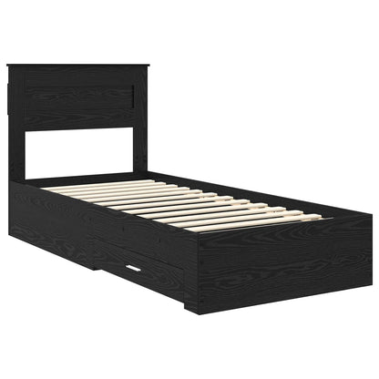 Bed Frame with Headboard Black Oak 100 x 200 cm Engineered Wood