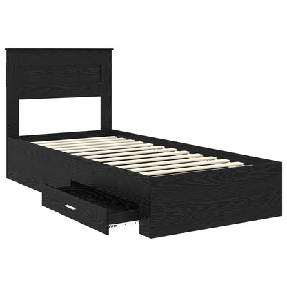 Bed Frame with Headboard Black Oak 100 x 200 cm Engineered Wood