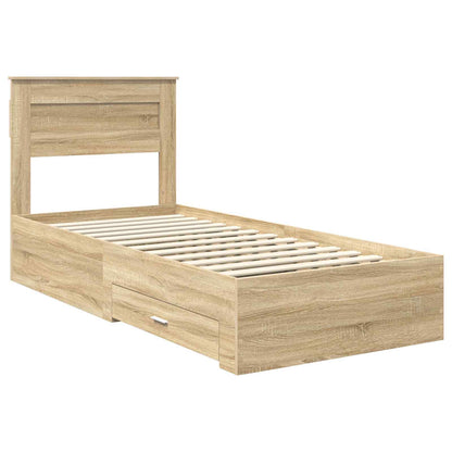 Bed Frame with Drawer Sonoma Oak 100 x 200 cm Engineered Wood