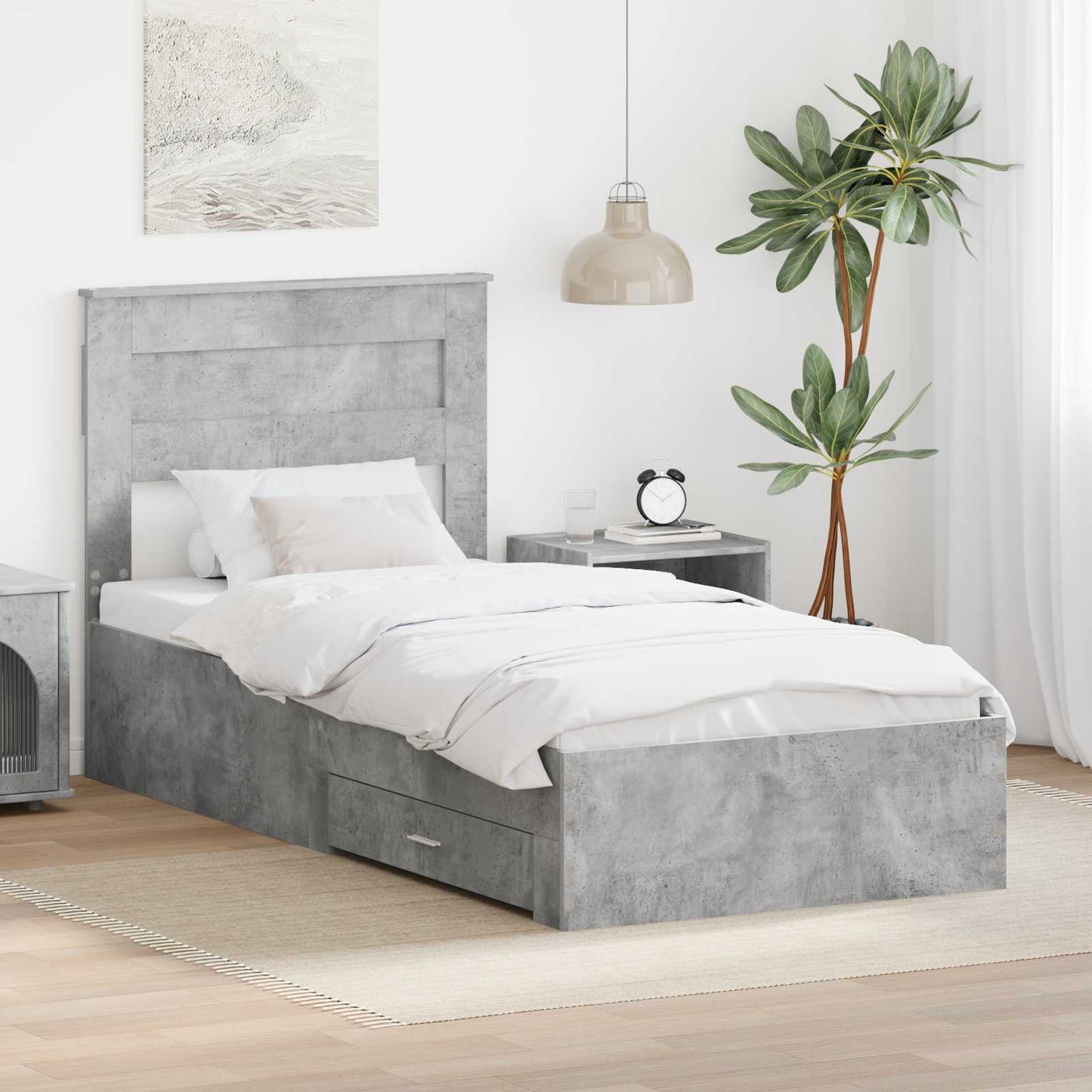 Bed Frame Concrete Grey 100 x 200 cm Engineered Wood