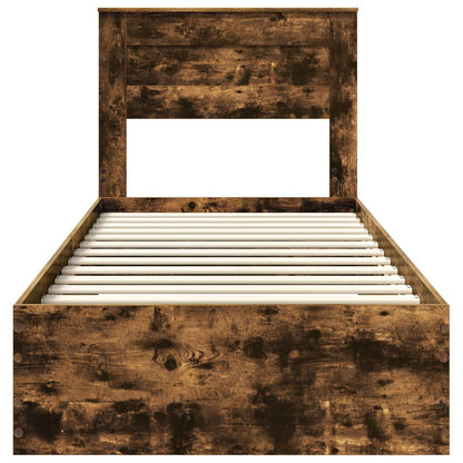 Bed Frame with Drawer Smoked Oak 100 x 200 cm Engineered Wood