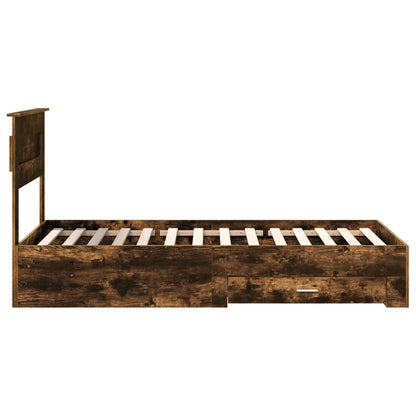 Bed Frame with Drawer Smoked Oak 100 x 200 cm Engineered Wood