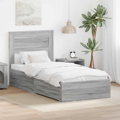 Bed Frame with Drawer Grey Sonoma 100 x 200 cm Engineered Wood