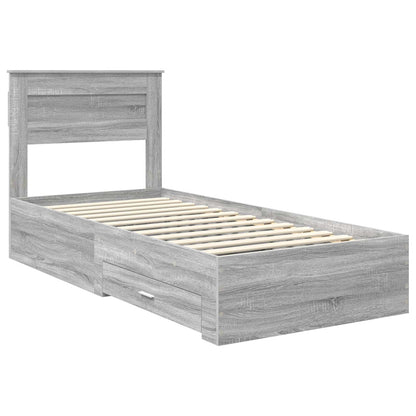 Bed Frame with Drawer Grey Sonoma 100 x 200 cm Engineered Wood