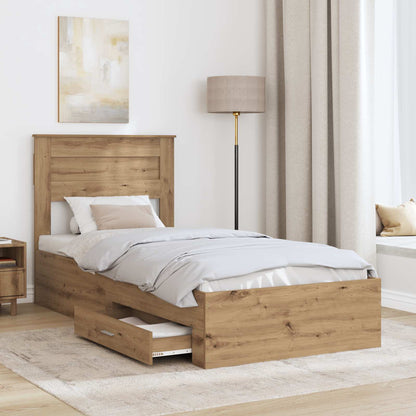 Bed Frame with Drawer Artisan Oak 100 x 200 cm Engineered Wood