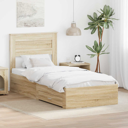 Bed Frame with Headboard Sonoma Oak 90 x 190 cm Engineered Wood