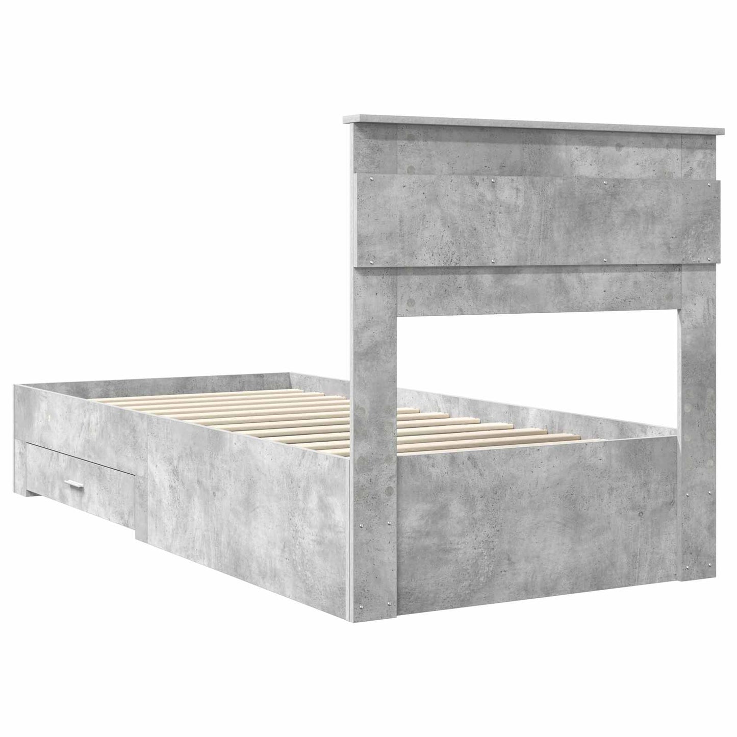 Bed Frame with Drawer Concrete Grey 90 x 190 cm Engineered Wood