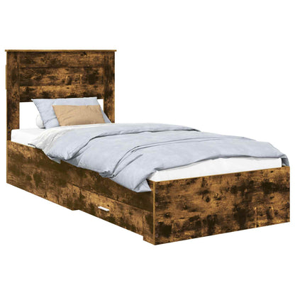 Bed Frame with Headboard Smoked Oak 90 x 190 cm Engineered Wood
