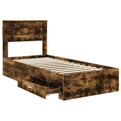 Bed Frame with Headboard Smoked Oak 90 x 190 cm Engineered Wood