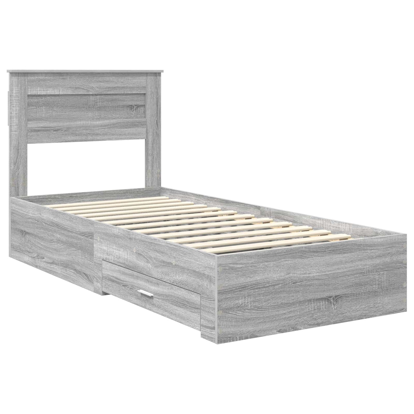 Bed Frame with Drawer Grey Sonoma 90 x 190 cm Engineered Wood