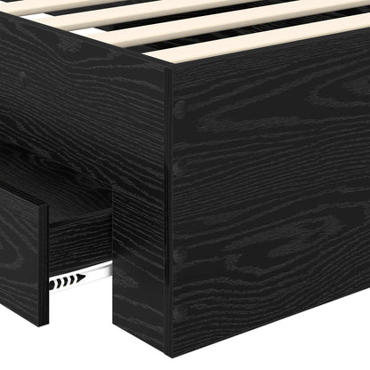 Bed Frame with Headboard Black Oak 90 x 200 cm Engineered Wood