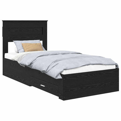 Bed Frame with Headboard Black Oak 90 x 200 cm Engineered Wood