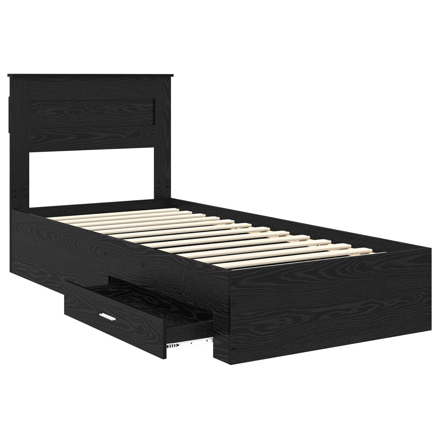 Bed Frame with Headboard Black Oak 90 x 200 cm Engineered Wood