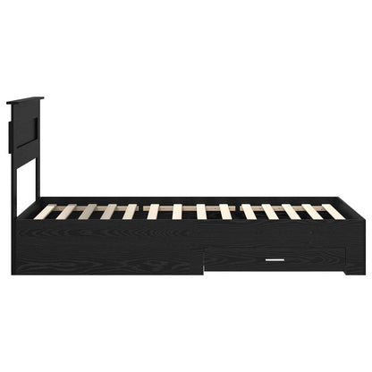 Bed Frame with Headboard Black Oak 90 x 200 cm Engineered Wood