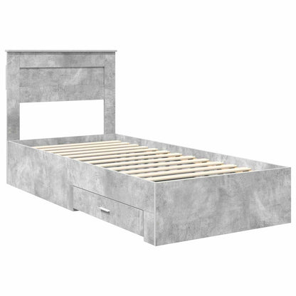 Bed Frame with Drawer Concrete Grey 90 x 200 cm Engineered Wood