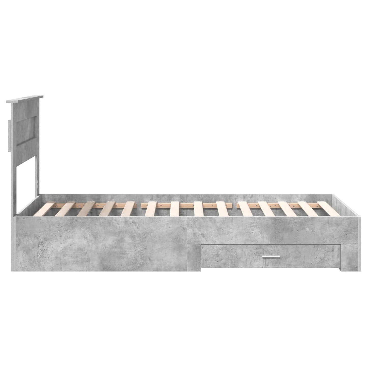 Bed Frame with Drawer Concrete Grey 90 x 200 cm Engineered Wood