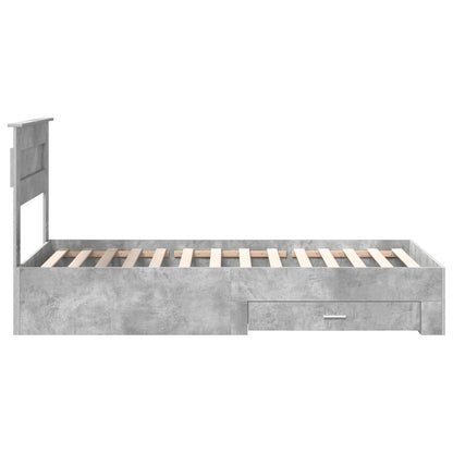 Bed Frame with Drawer Concrete Grey 90 x 200 cm Engineered Wood