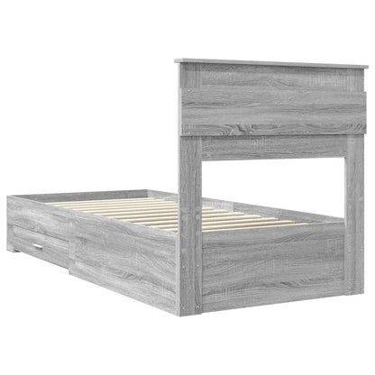 Bed Frame with Drawer Grey Sonoma 90 x 200 cm Engineered Wood