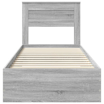 Bed Frame with Drawer Grey Sonoma 90 x 200 cm Engineered Wood