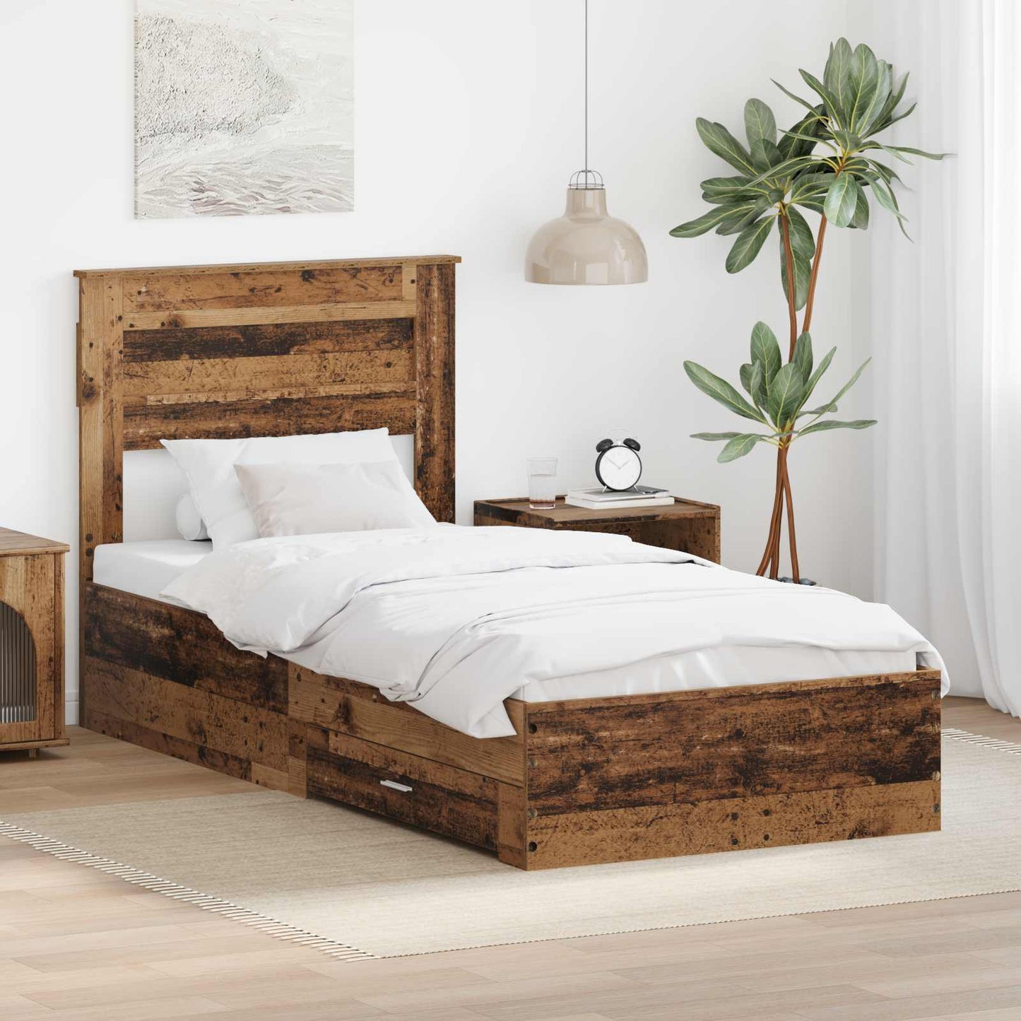 Bed Frame with Headboard Old Wood 90 x 200 cm Engineered Wood