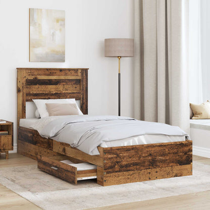 Bed Frame with Headboard Old Wood 90 x 200 cm Engineered Wood