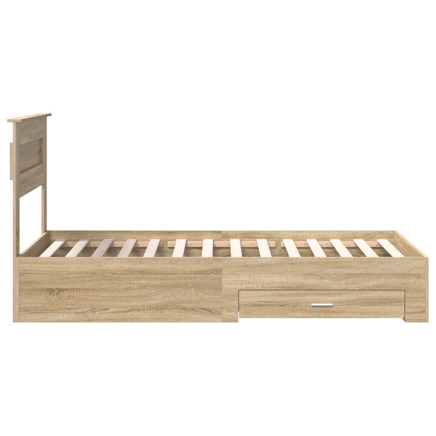 Bed Frame Sonoma Oak and Silver 75 x 190 cm Engineered Wood