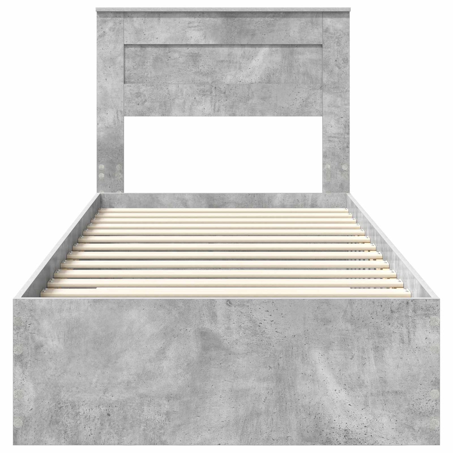 Bed Frame Concrete Grey and Silver 75 x 190 cm Engineered Wood