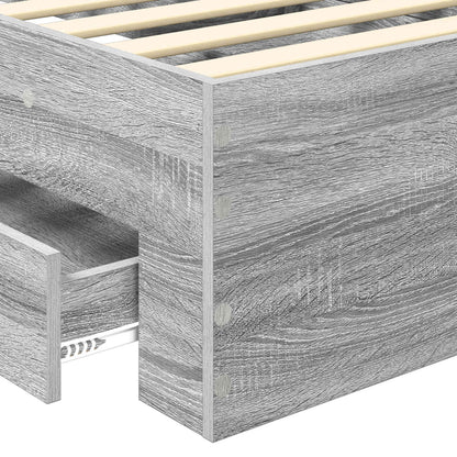Bed Frame Grey Sonoma and Silver 75 x 190 cm Engineered Wood