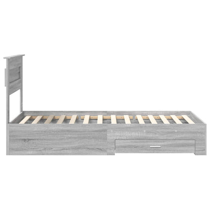 Bed Frame Grey Sonoma and Silver 75 x 190 cm Engineered Wood