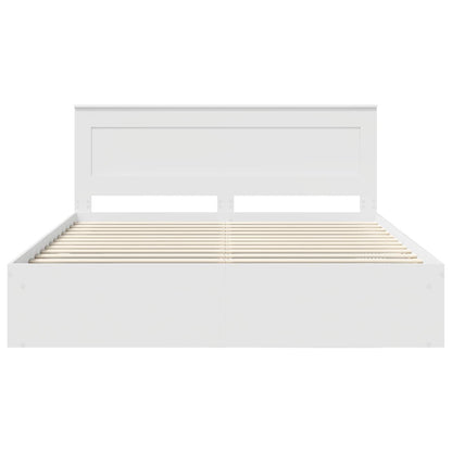 Bed Frame with Headboard White 200 x 200 cm Solid Pine Wood