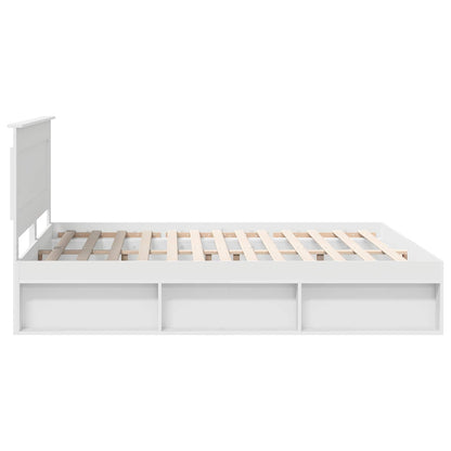 Bed Frame with Headboard White 200 x 200 cm Solid Pine Wood