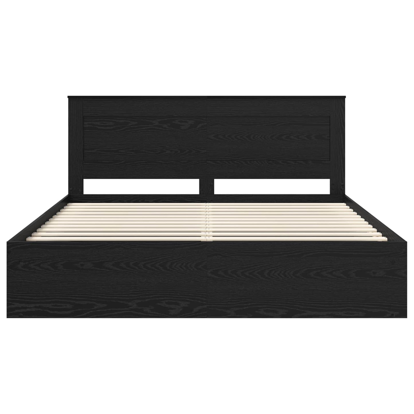 Bed Frame with Headboard Black 200 x 200 cm Solid Pine Wood
