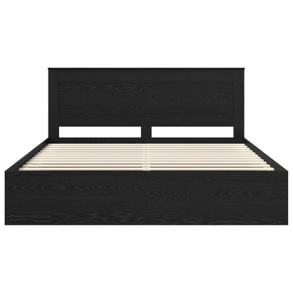 Bed Frame with Headboard Black 200 x 200 cm Solid Pine Wood