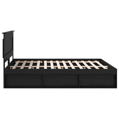 Bed Frame with Headboard Black 200 x 200 cm Solid Pine Wood