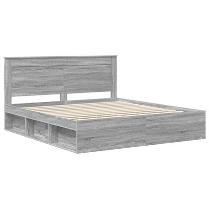 Bed Frame Grey Sonoma 200 x 200 cm Solid Pine Wood