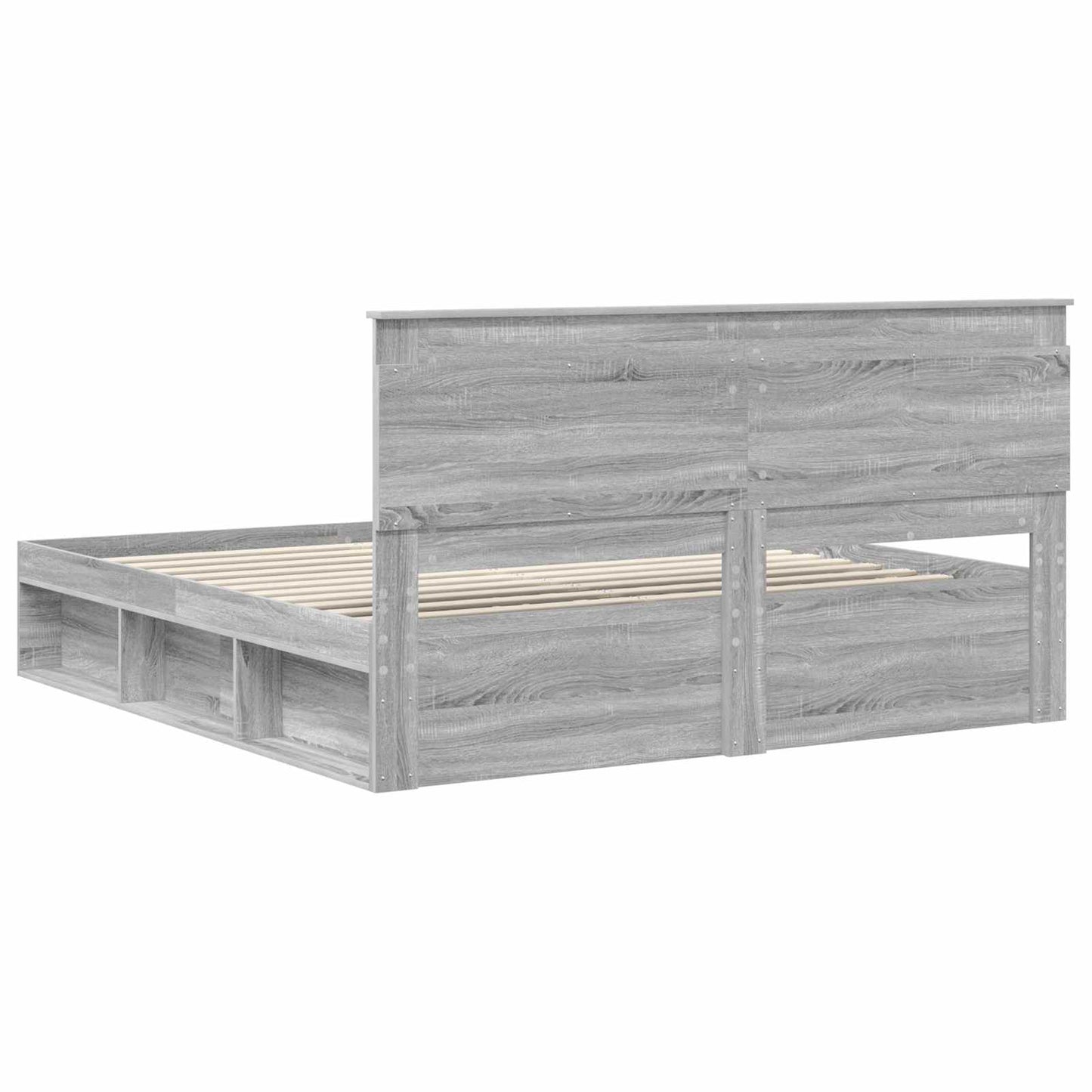 Bed Frame Grey Sonoma 200 x 200 cm Solid Pine Wood